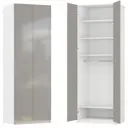 Шкаф распашной Лион серый глянец 80х232,2х54,5 с 4 полками и  штангой  ЛДСП белый